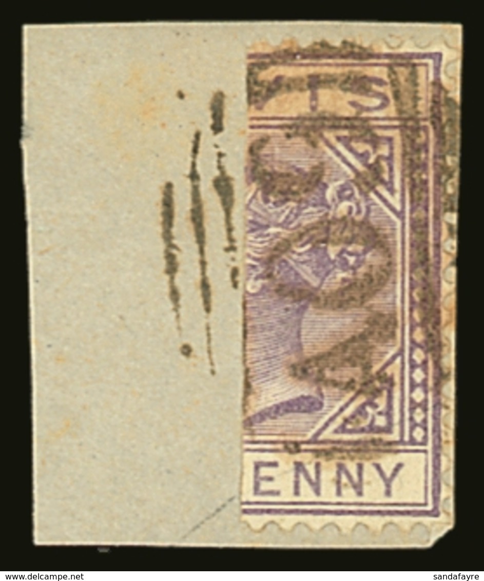1879 1d Lialc Wmk CC, Right Hand Bi-sect  Tied On Piece, SG 23a, Cat £1000 For Used On Cover. Scarce! For More Images, P - St.Cristopher-Nevis & Anguilla (...-1980)