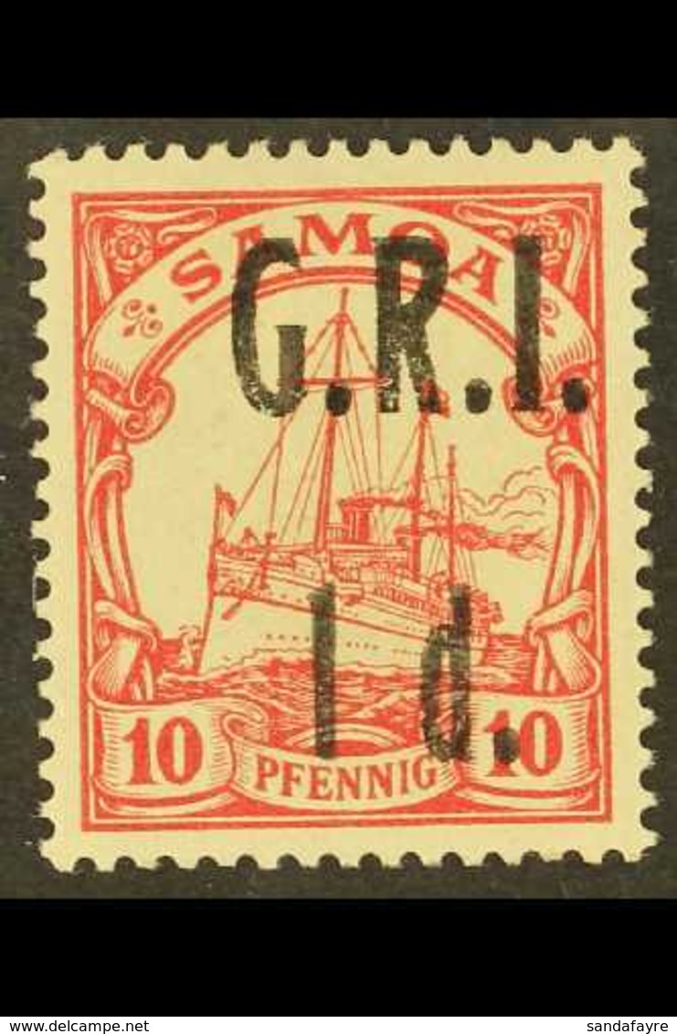 1914 German Colonial 1d On 10pf Carmine, SG 103, Fine Mint For More Images, Please Visit Http://www.sandafayre.com/itemd - Samoa