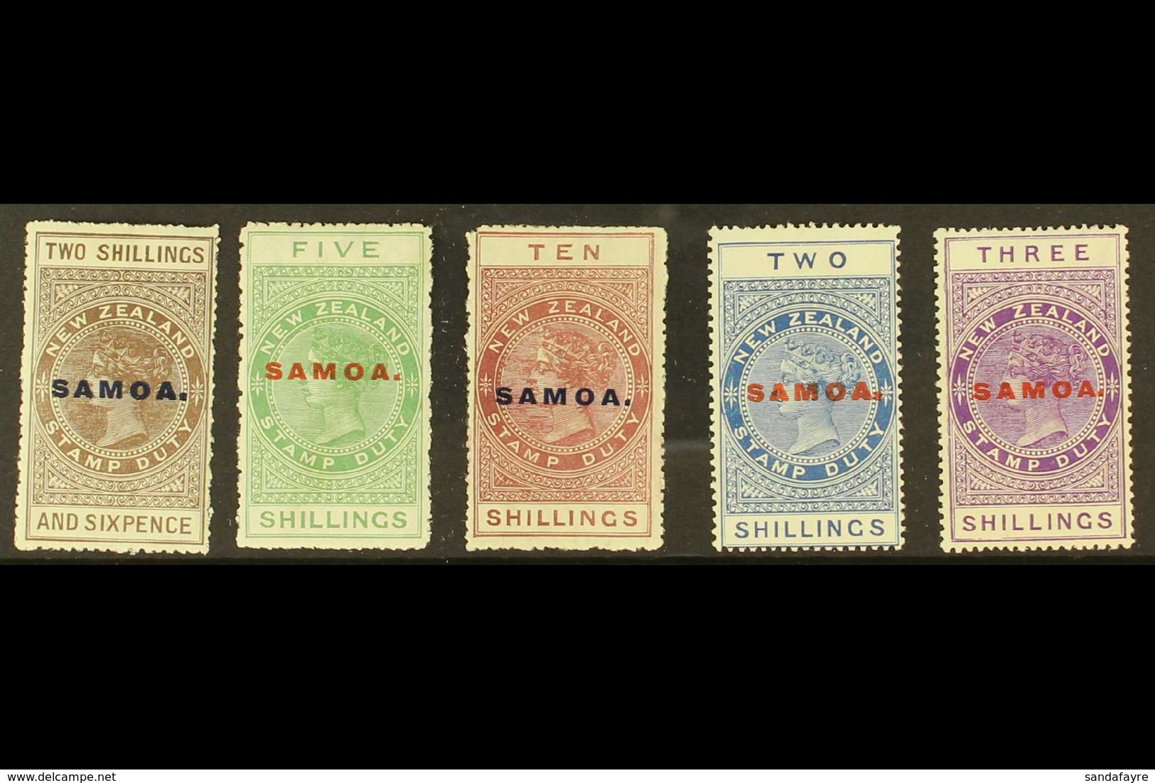 1914-24 POSTAL FISCAL MINT GROUP Presented On A Stock Card That Includes 2s6d Grey Brown (SG 123), 5s Green (SG 124), 10 - Samoa