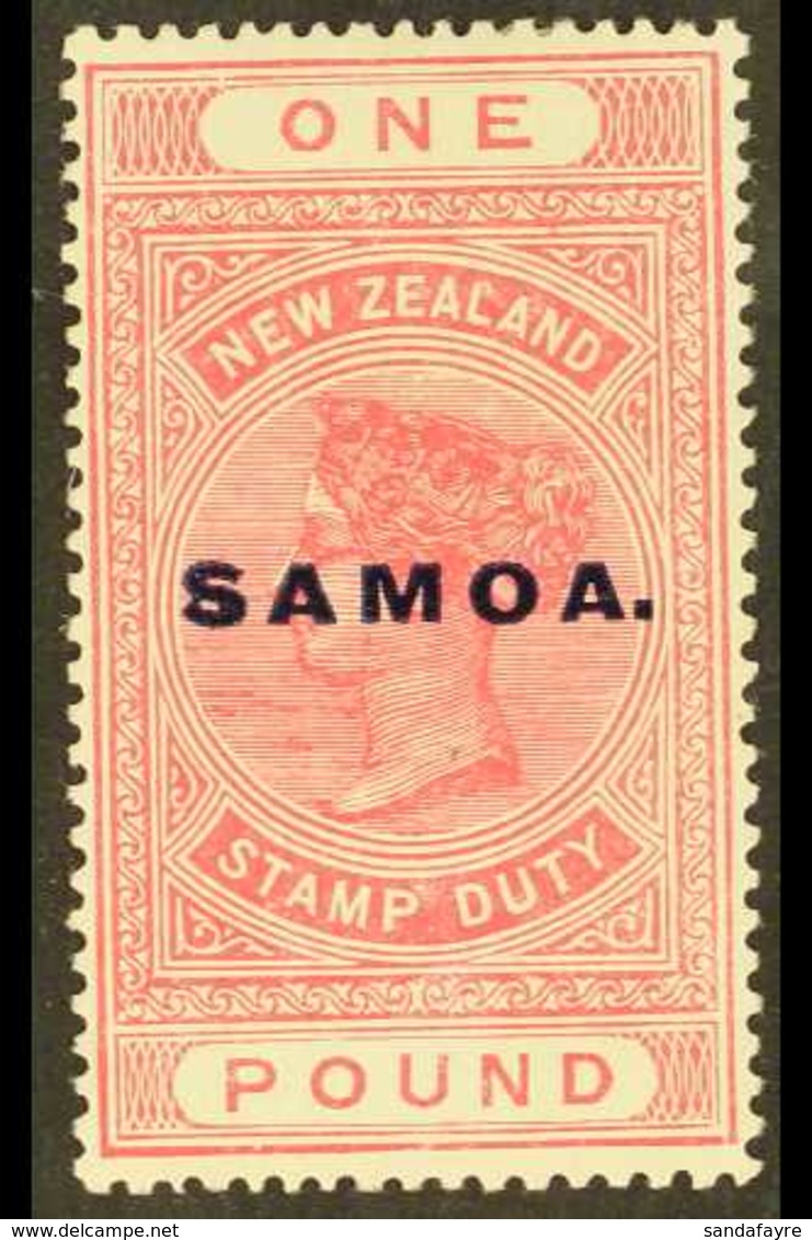 1925-28 £1 Rose Pink "Postal Fiscal" Overprinted "SAMOA" In Blue, SG 166d, Fine Mint For More Images, Please Visit Http: - Samoa (Staat)