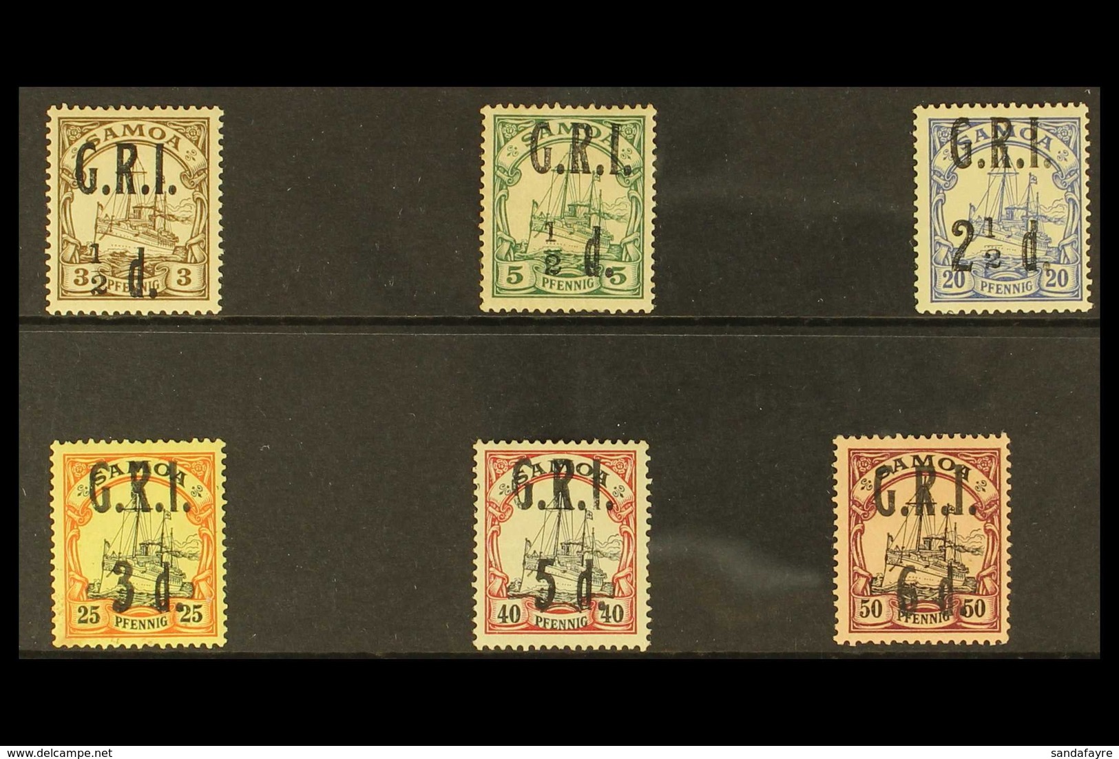 NEW ZEALAND OCCUPATION 1914 German Colonial Mint Selection On A Stock Card That Includes ½d On 3pf Brown (SG 101), ½d On - Samoa