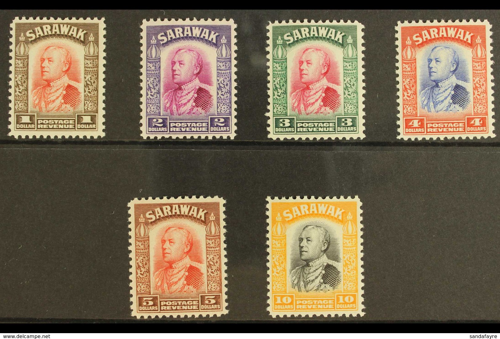 1934-41 Charles Brooke High Value Set $1- $10, SG 120/25, Very Fine Mint (6 Stamps) For More Images, Please Visit Http:/ - Sarawak (...-1963)