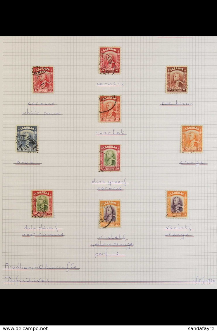 1934-52 VERY FINE USED KGVI COLLECTION WONDERFUL, SEMI-SPECIALISED COLLECTION Presented On Expertly Annotated Album Page - Sarawak (...-1963)