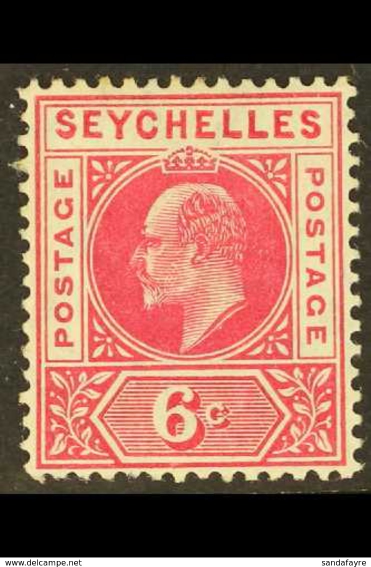 1906 6c. Carmine, SG 62, With "slotted Frame" Variety, Fine Mint, As Scarce As The Dented Frames. For More Images, Pleas - Seychelles (...-1976)