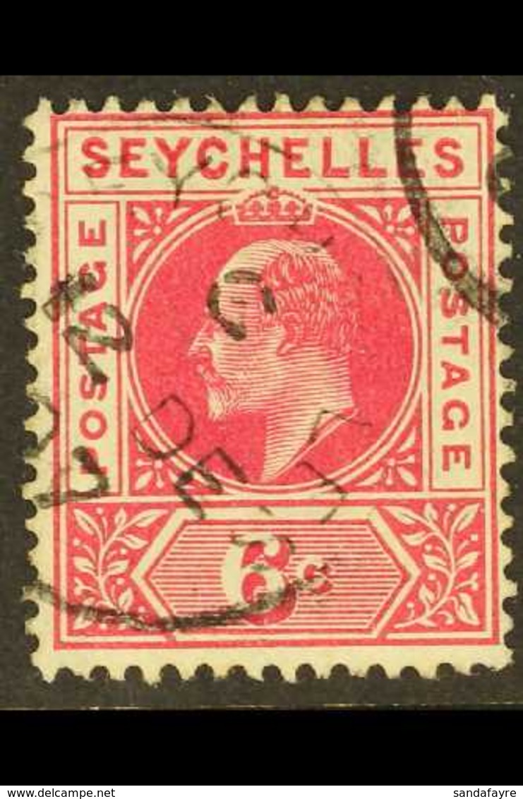 1906 6c. Carmine, SG 62, With "slotted Frame" Variety, Fine Cds Used, As Scarce As The Dented Frames. For More Images, P - Seychelles (...-1976)