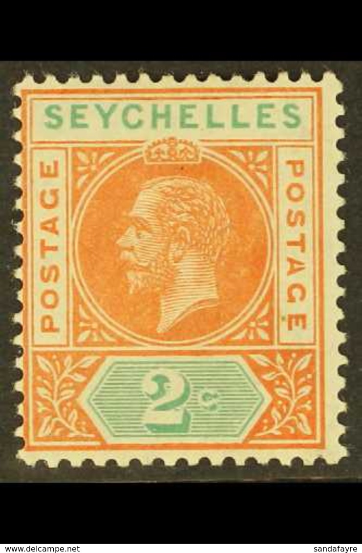 1912-16 2c. Chestnut And Green, Split "A", SG 71a, Fine Mint. For More Images, Please Visit Http://www.sandafayre.com/it - Seychelles (...-1976)