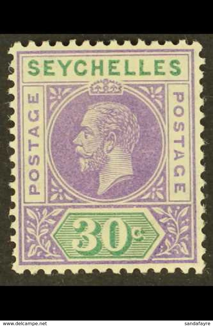 1912-16 30c. Violet And Green, Split "A", SG 77a, Very Fine Mint. For More Images, Please Visit Http://www.sandafayre.co - Seychelles (...-1976)