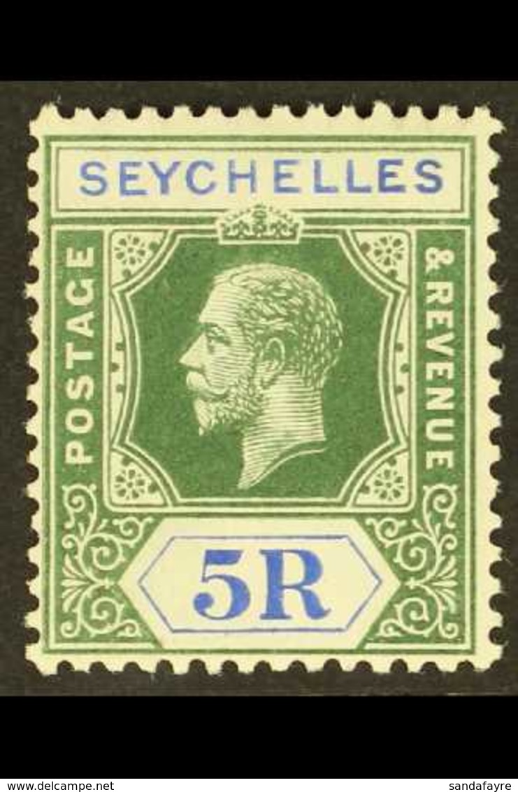 1917-22 5r. Green And Blue, SG 97, Very Fine Mint With Barest Trace Of A Hinge. For More Images, Please Visit Http://www - Seychelles (...-1976)