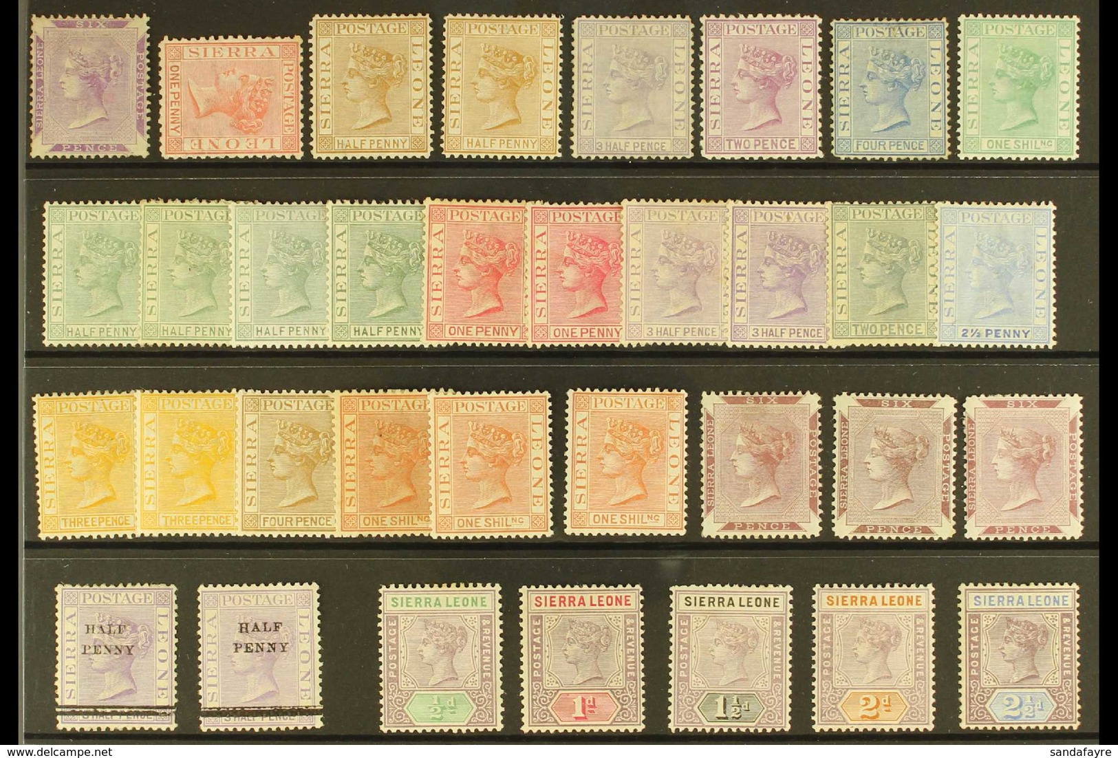 1859-97 MINT / UNUSED QV COLLECTION Presented On A Stock Card. Includes 1859 No Wmk Reddish Lilac (SG 4) Mint, 1872-73 1 - Sierra Leone (...-1960)
