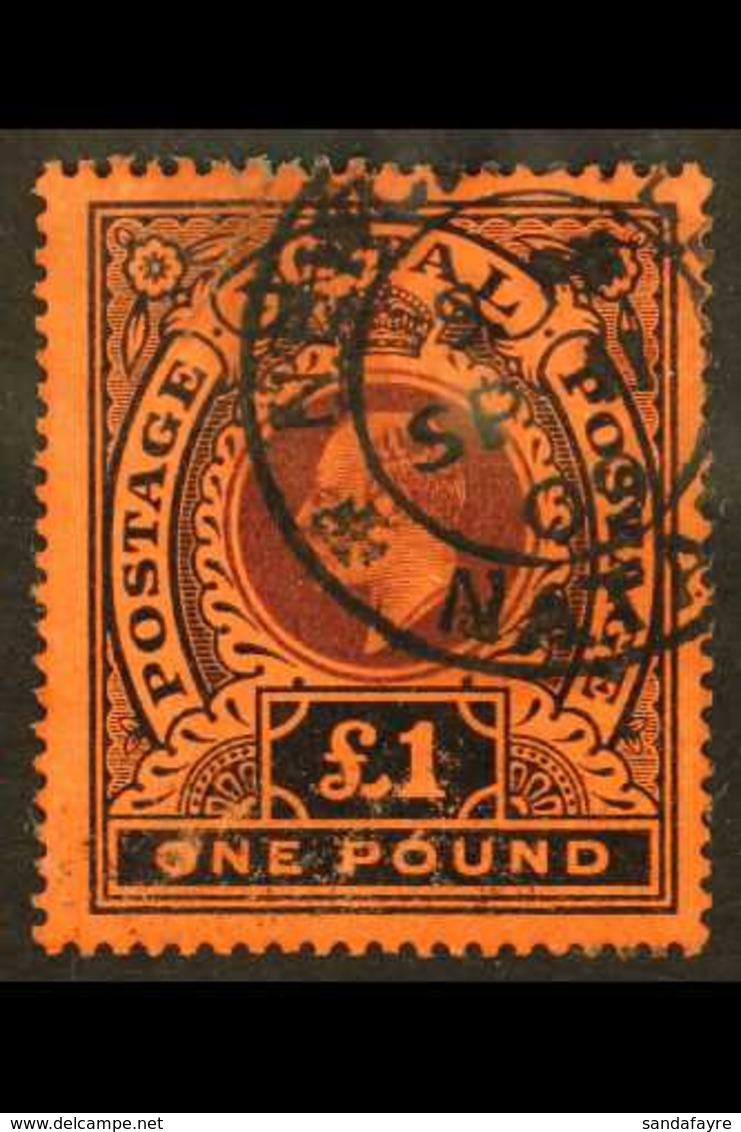 NATAL 1908-09 £1 Purple And Black On Red, Used With Closed Tear, But Still A Good Looker With Neat Part "NEWCASTLE" Cds  - Non Classificati