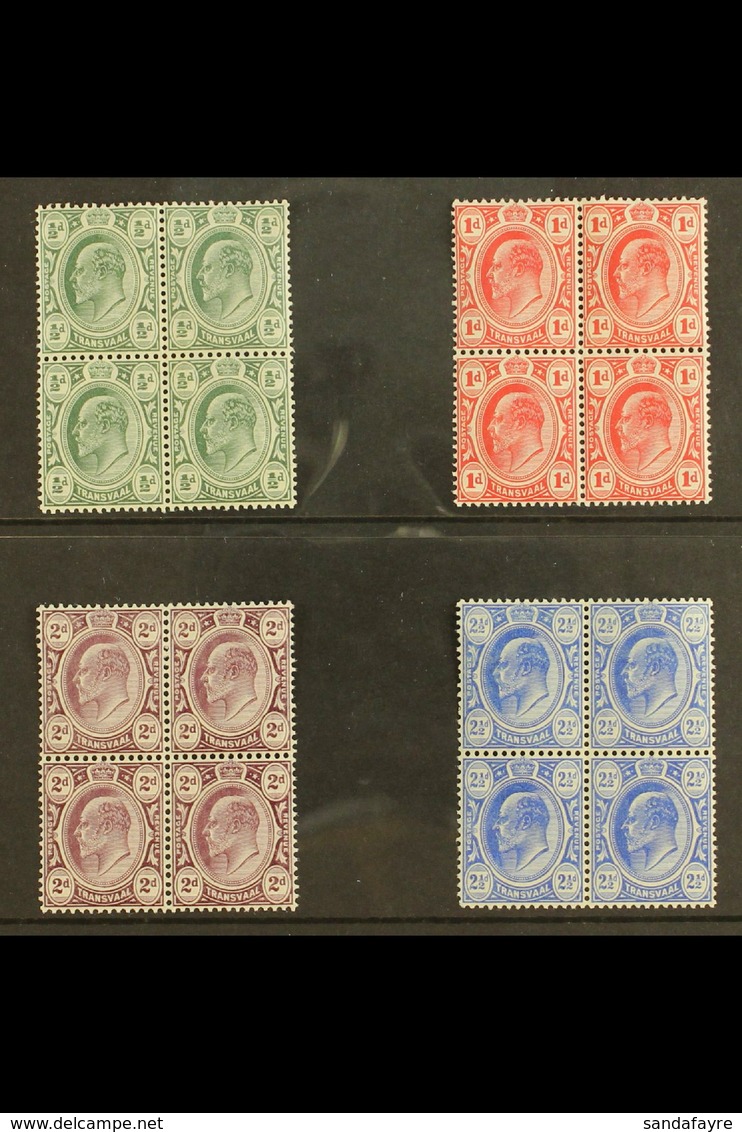 TRANSVAAL 1905-09 KEVII Set, SG 273/76, In Very Fine Mint BLOCKS OF FOUR, Three Stamps In Each Block Never Hinged. (4 Bl - Non Classificati