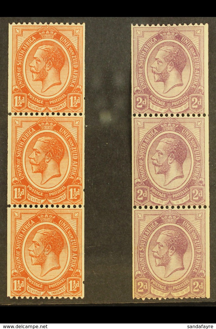 1913-24 KGV 1½d And 2d Perf 14ximperf Coil Stamps (SG 20/21) In Never Hinged Mint Vertical Strips Of Three. (2 Strips =  - Non Classificati