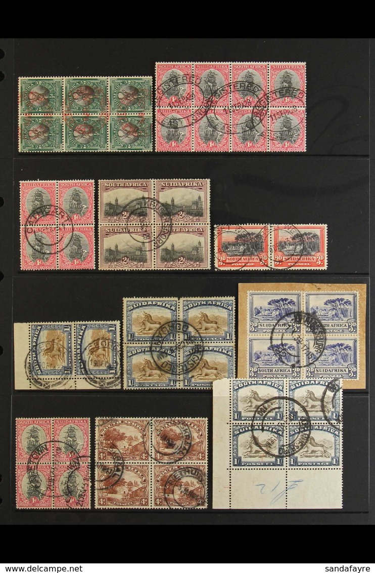 1928-52 POSTMARKS & USED BLOCKS Nice Accumulation Of Blocks With Clear C.d.s. Postmarks, We See 1926-7 ½d Block Of 6 Wit - Non Classificati