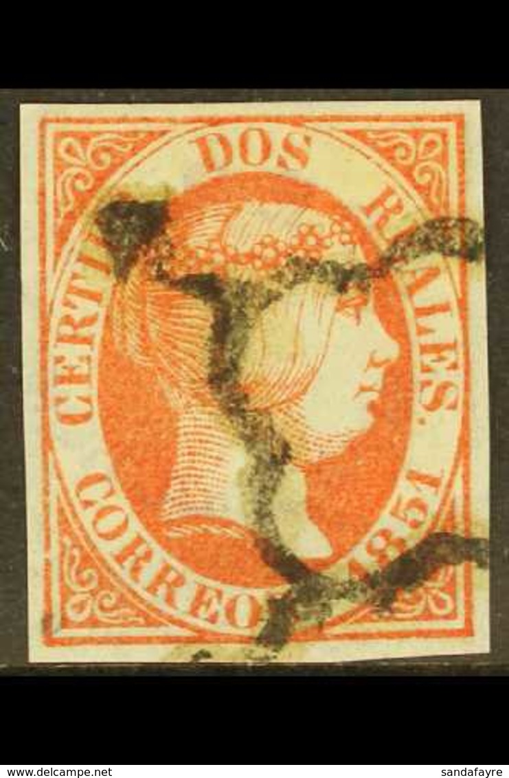 1851 2r Red Imperforate SPERATI FORGERY (Cliche A) With Cancellation And 4 Margins. Beautiful And Dangerous. For More Im - Altri & Non Classificati