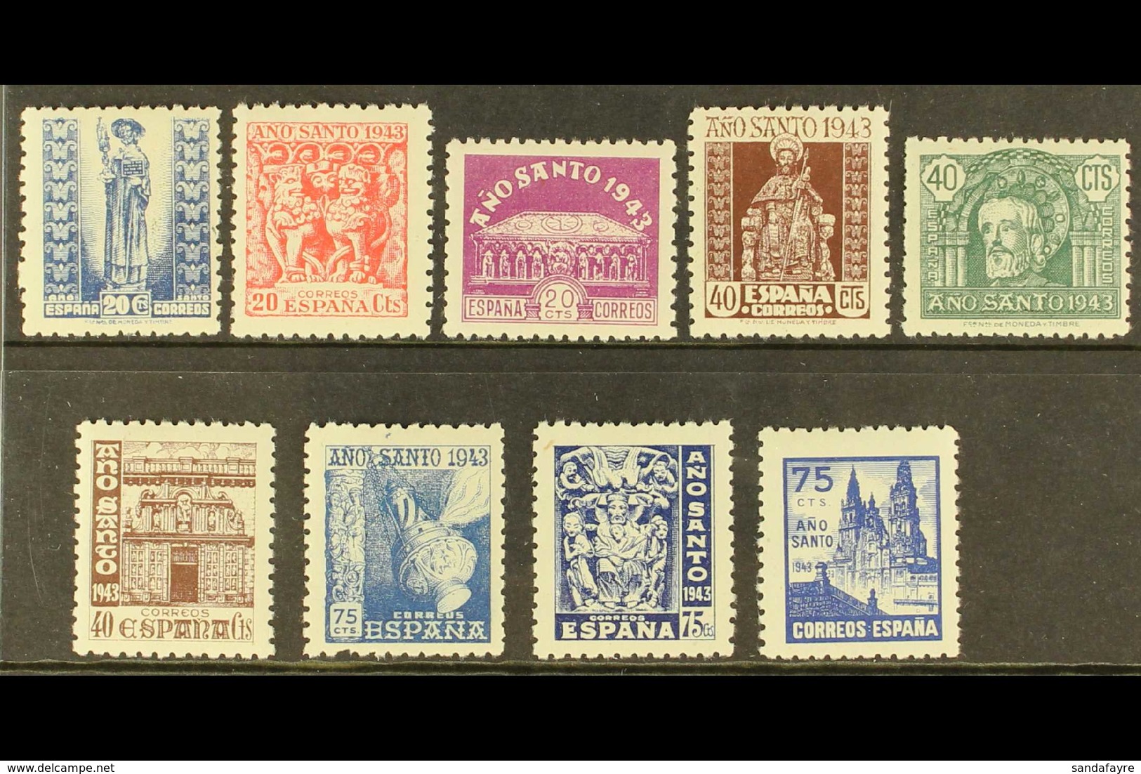 1943-44 Holy Year Complete Set With 'A000,000' (SPECIMEN) Control Figures On Back, Edifil 961N/69N (as Michel 905/13, SG - Altri & Non Classificati