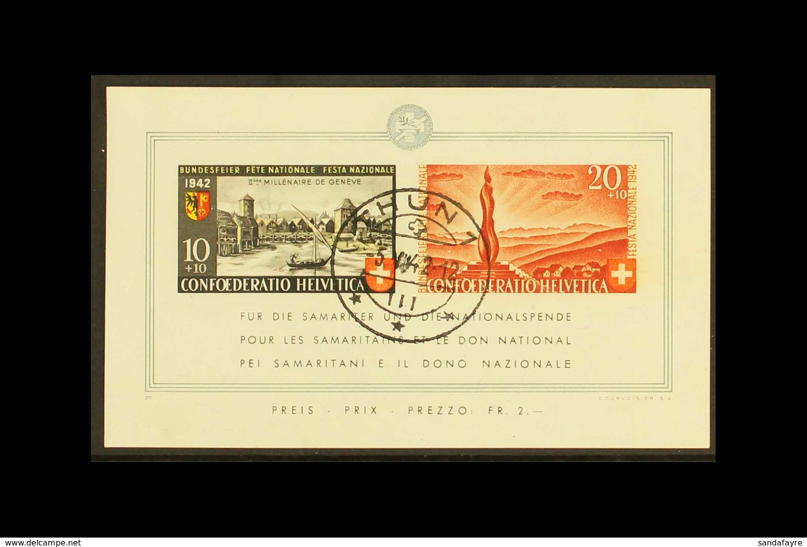 1942 Pro Patria - National Fete Mini-sheet (Michel Block 7, SG MS429a), Very Fine Cds Used, Fresh. For More Images, Plea - Altri & Non Classificati