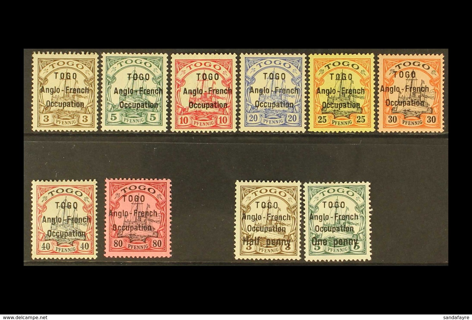 ANGLO-FRENCH OCCUPATION 1914 (Sept) Wide Setting 3pf To 40pf And 80pf (10pf Royal Certificate), 1914 (Oct) Surcharges, S - Altri & Non Classificati