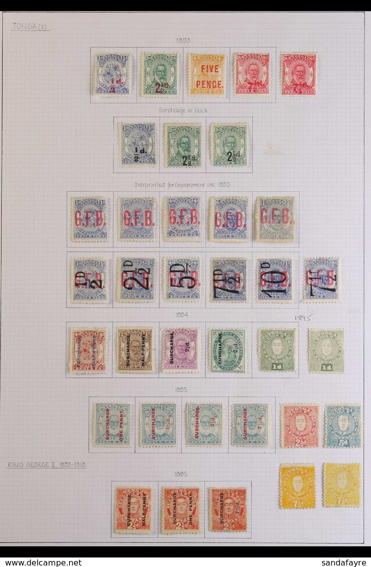 1886-1895 COMPREHENSIVE MINT COLLECTION With 1886-88 George I Set (2 Stamps Of Each Value); 1891 Surcharges And "stars"  - Tonga (...-1970)