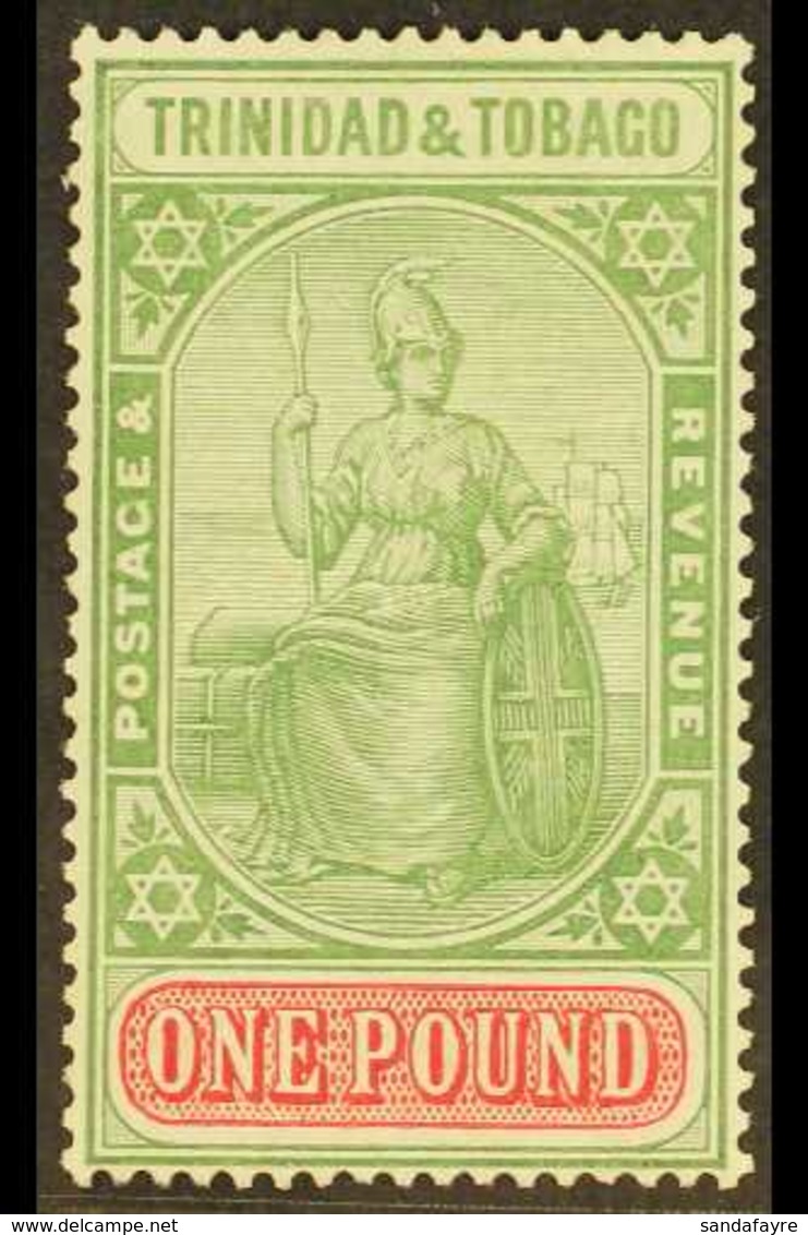 1921-22 £1 Green And Carmine, Wmk Mult Script CA, SG 215, Mint Lightly Hinged Mint. For More Images, Please Visit Http:/ - Trindad & Tobago (...-1961)