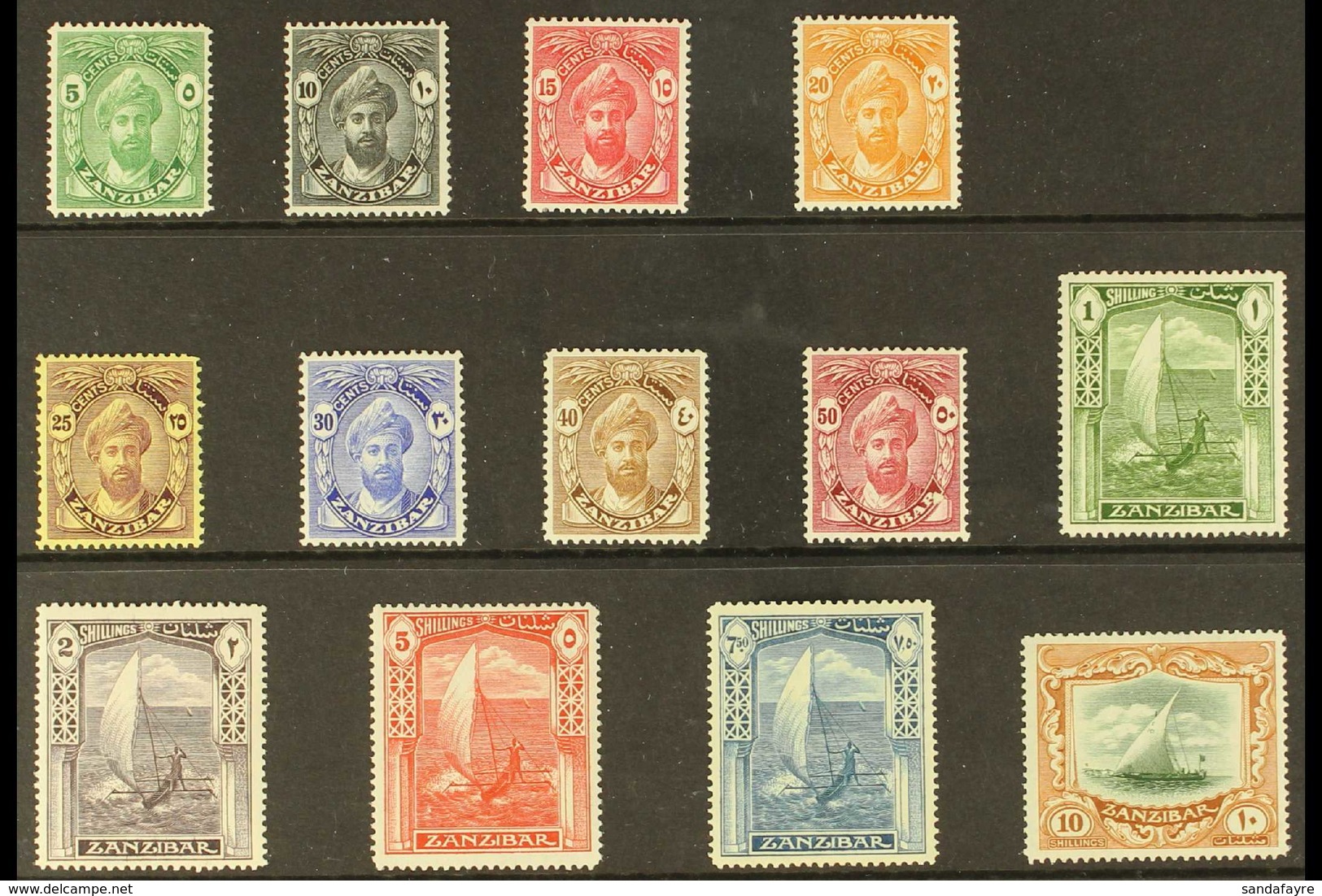 1936 "CENTS" In Sans-serif Capitals Definitive Complete Set, SG 310/22, Never Hinged Mint (13 Stamps) For More Images, P - Zanzibar (...-1963)