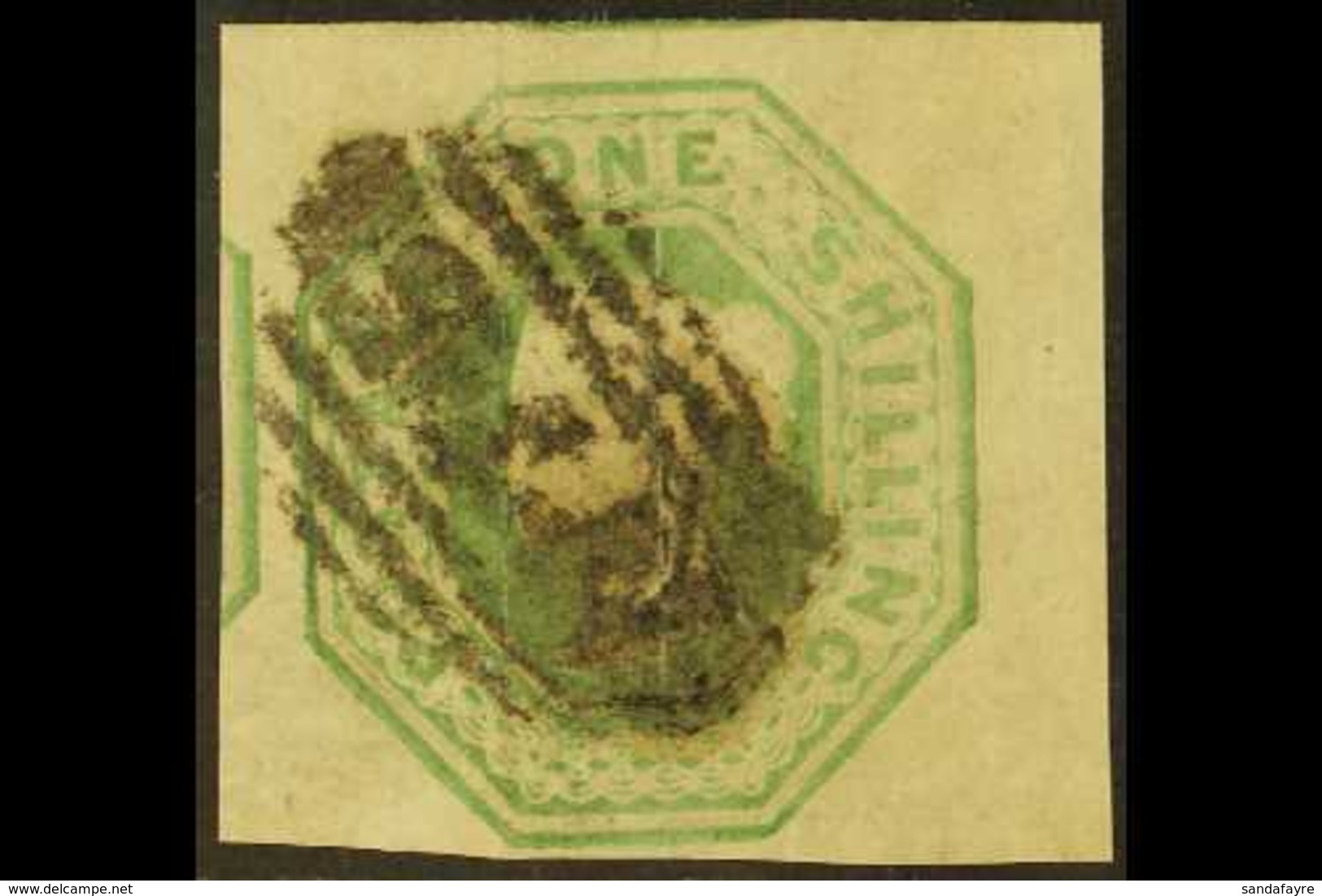 1847-54 1s Pale Green Embossed, SG 54, Used With 4 Large / Vast Margins. An Eye-catching Item. For More Images, Please V - Altri & Non Classificati