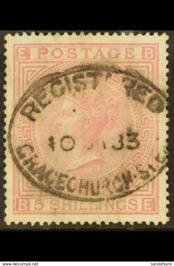 1867-83 5s Rose Plate 4, Wmk Anchor, SG 134, Used Without Faults, Nice Strike Of A Single Registered Oval Pmk. Cat.£4200 - Altri & Non Classificati