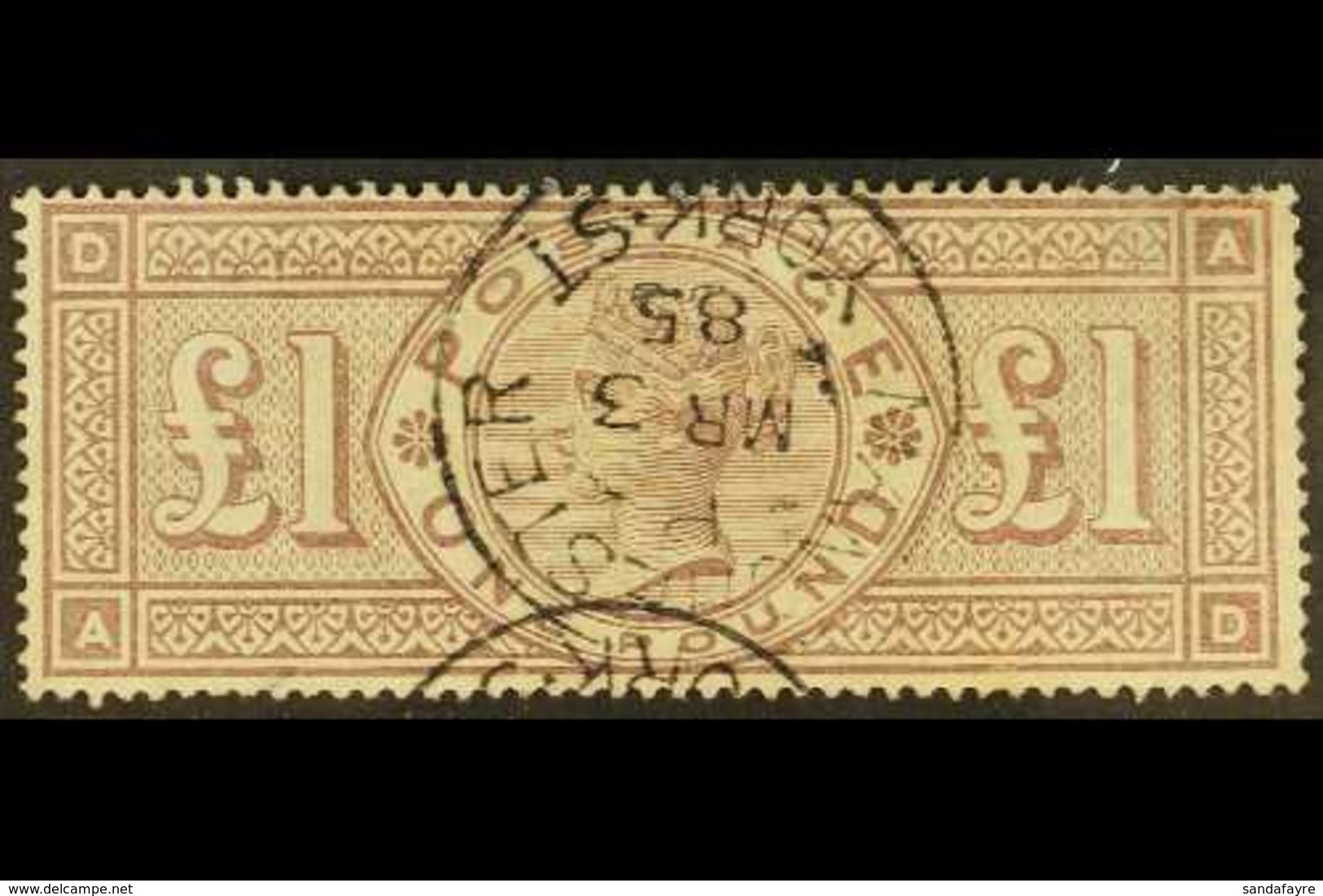 1884 £1 Brown-lilac, Watermark Three Imperial Crowns, SG 185, Very Fine Used With "Manchester / York St" Fully Dated Cds - Altri & Non Classificati