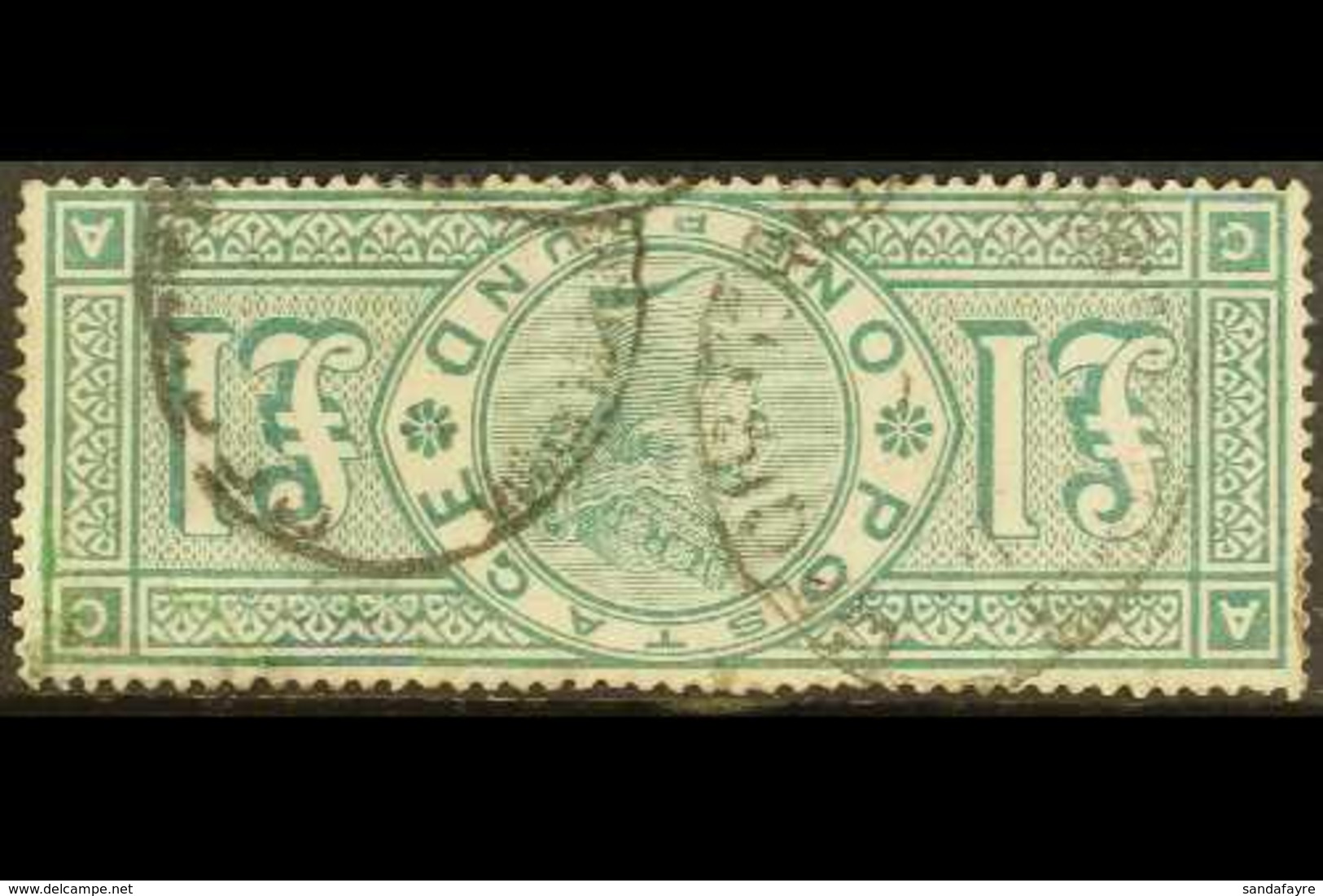 1887 RARE "INVERTED WMK" VARIETY £1 Green, Variety "inverted Watermark", SG 212 Var (SG Spec. K 17b), Small Repaired Are - Altri & Non Classificati