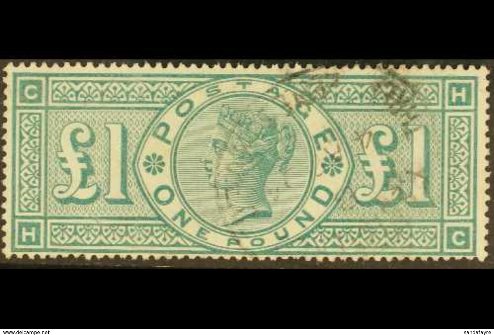 1887-92 £1 Green, Wmk Crowns, SG 212, Used With Single Light Registered Oval Pmk & Lovely Fresh Appearance, Cat £800 For - Altri & Non Classificati