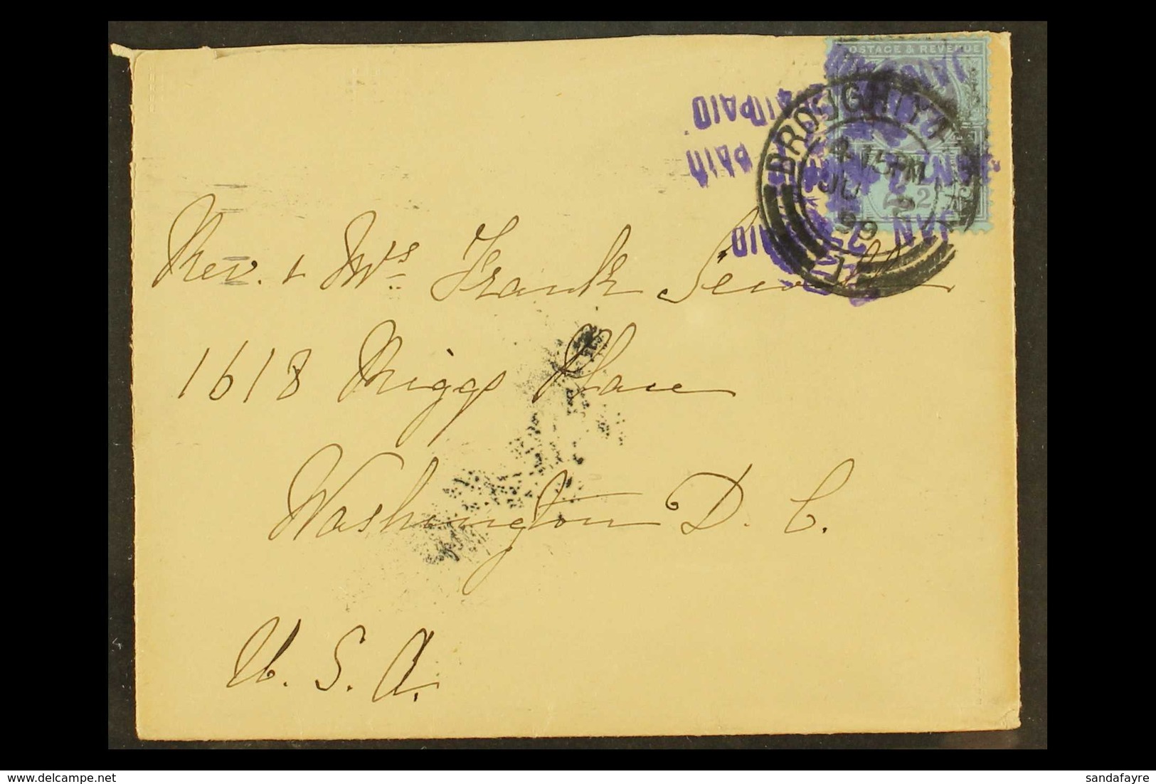 1899 COVER TO USA 1887-92 2½d Purple/blue "Jubilee" Tied By "Broughty Ferry" Cds And Several Unknown Violet "JAN 24 PAID - Altri & Non Classificati