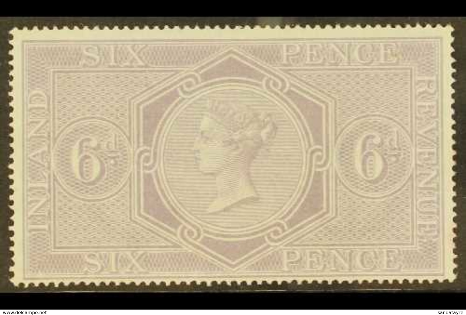 POSTAL FISCAL 1860-7 6d Pale Reddish Lilac, Wmk Anchor 16mm, SG F14, Never Hinged Mint, A Beauty! For More Images, Pleas - Altri & Non Classificati