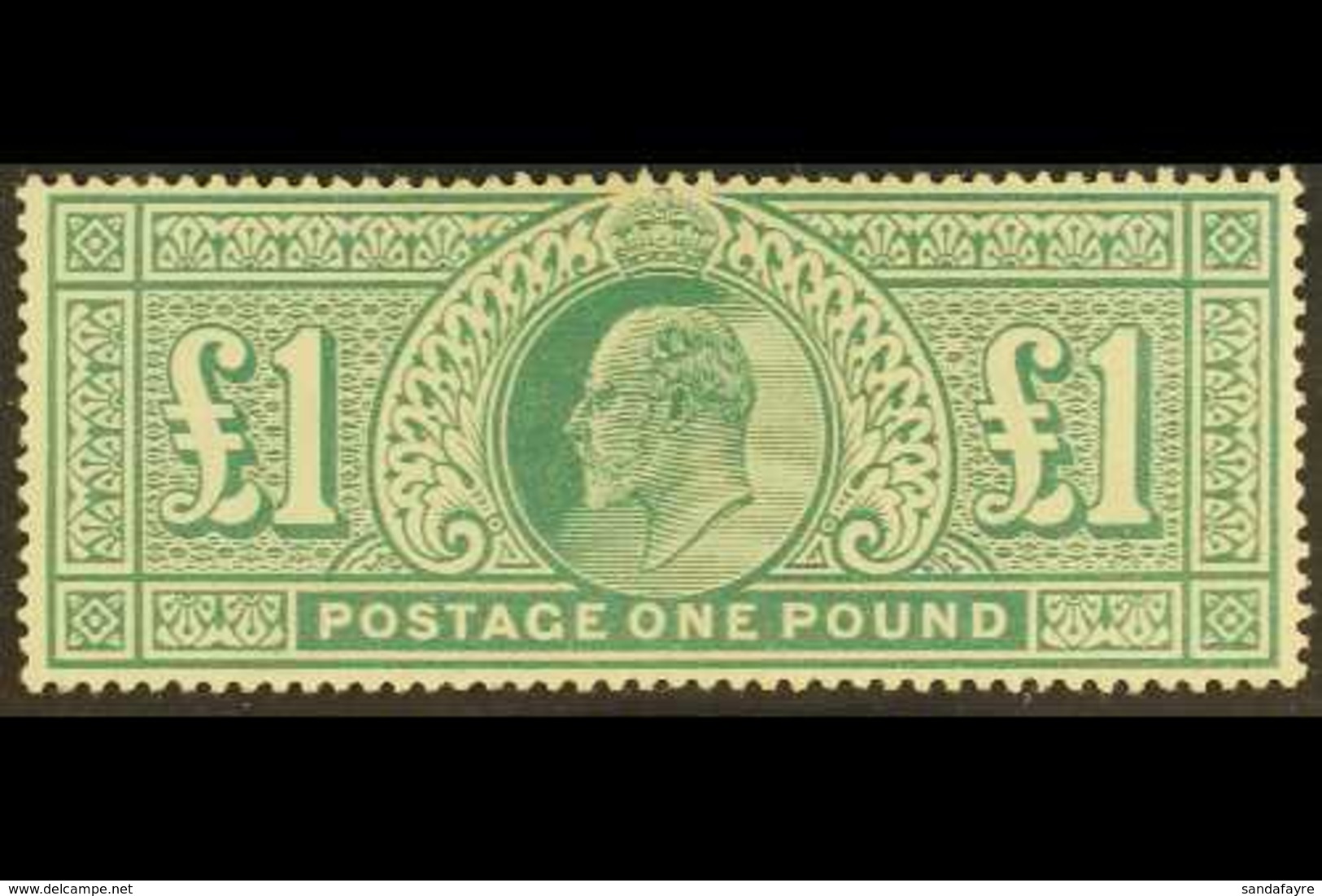 1902-10 £1 Dull Blue- Green De La Rue, SG 266, Never Hinged Mint, On Reverse A Single Lightly Toned Perf. Fresh & Attrac - Non Classificati