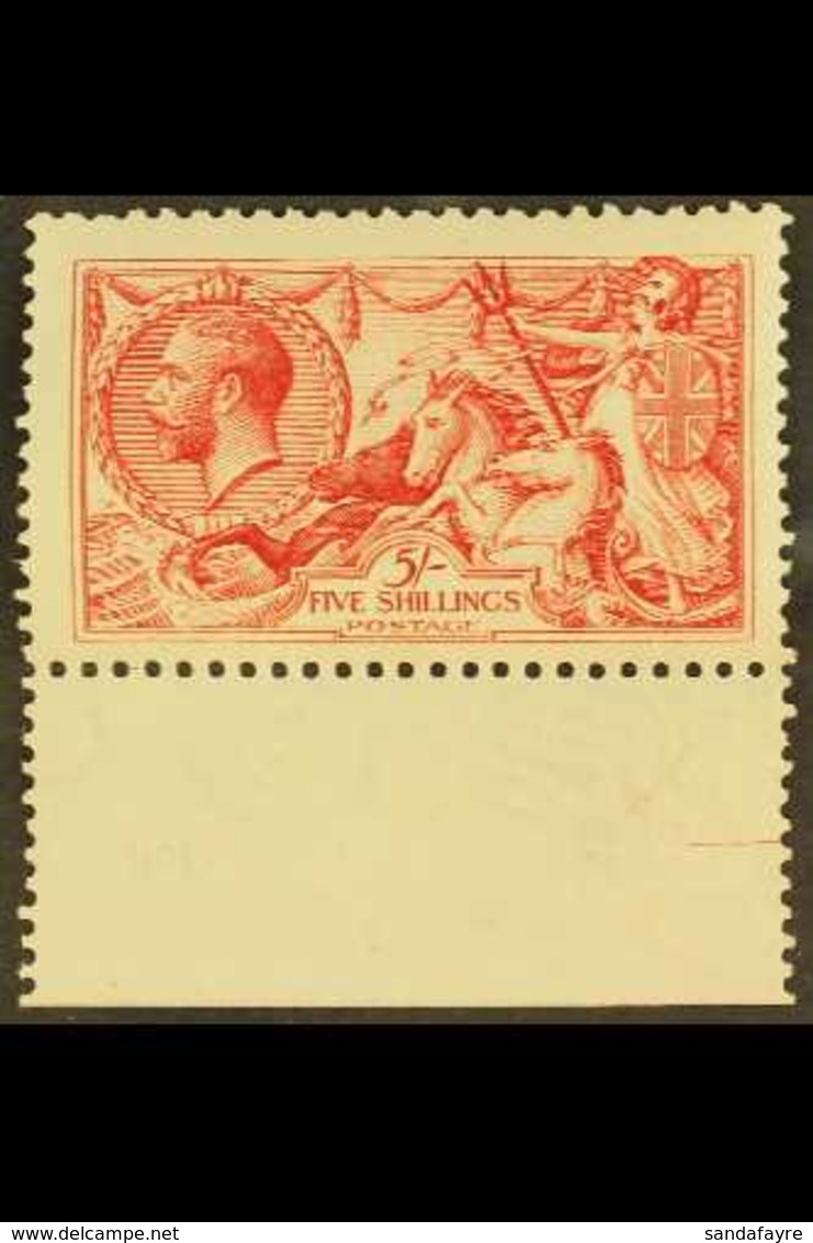 1913 5s Rose- Carmine Waterlow Seahorse, SG 401, Mint Lightly Hinged With Sheet Margin At Base. Fresh & Attractive. For  - Non Classificati