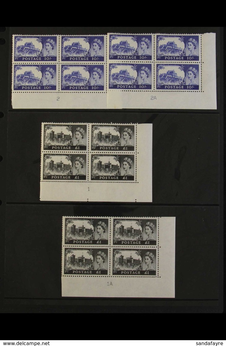 1967-68 BRADBURY WILKINSON "CASTLES" PLATE BLOCKS No Watermark (SG 759/62) Plate Number Blocks Of Four Comprising 2s6d P - Altri & Non Classificati