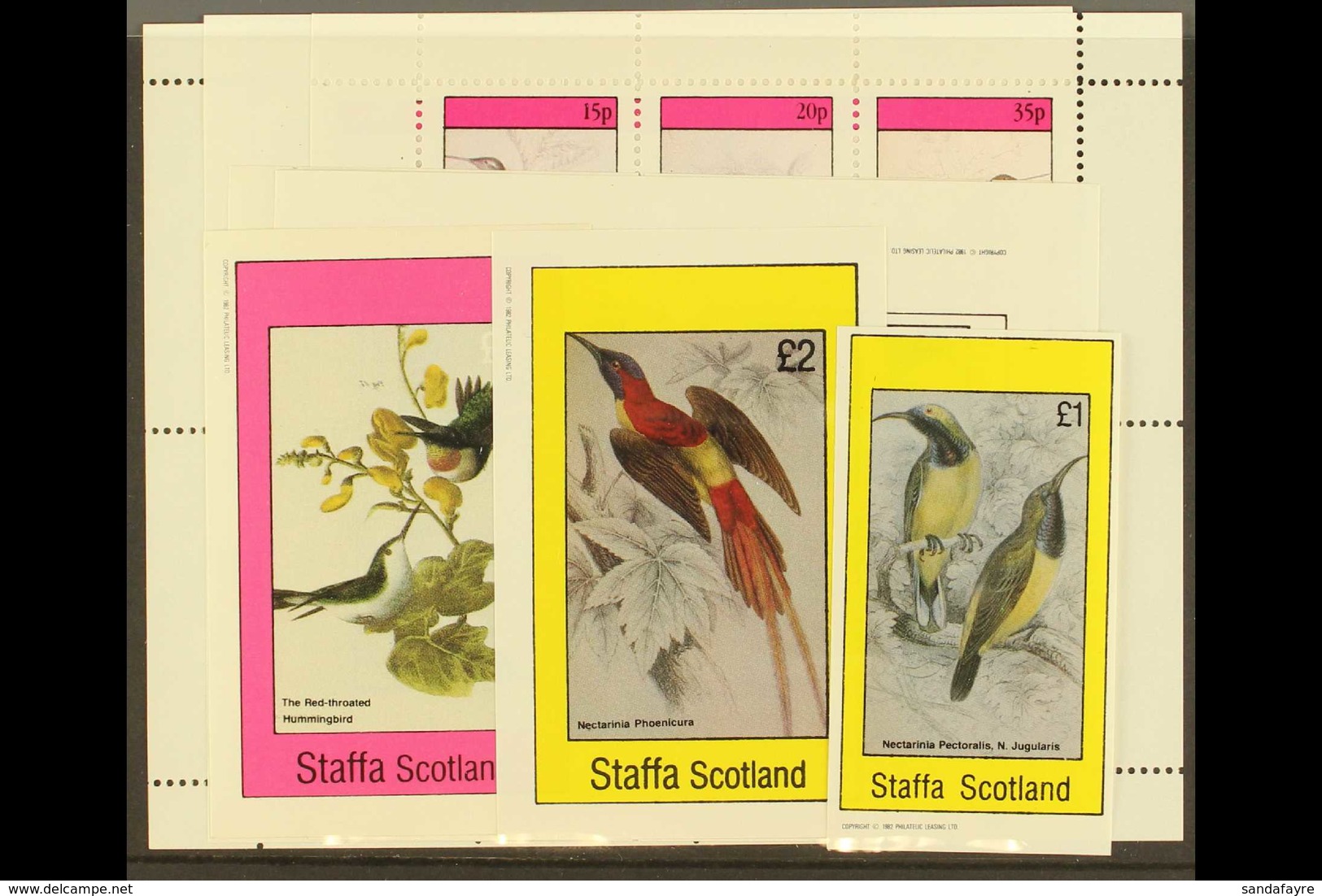 STAFFA AND EYNHALLOW (SCOTLAND) 1982 Locals Featuring Hummingbirds, All Different NHM Selection. (3 Stamps Plus 5 Mini-s - Altri & Non Classificati