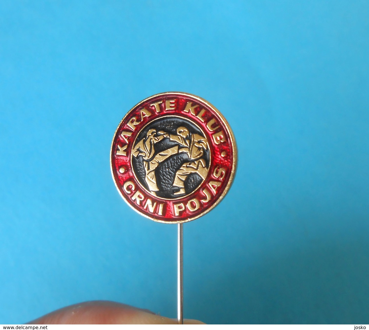 KARATE CLUB BLACK BELT ( Crni Pojas ) - Croatia Ex Yugoslavia Old Rare Pin Badge Abzeichen Anstecknadel - Sonstige & Ohne Zuordnung