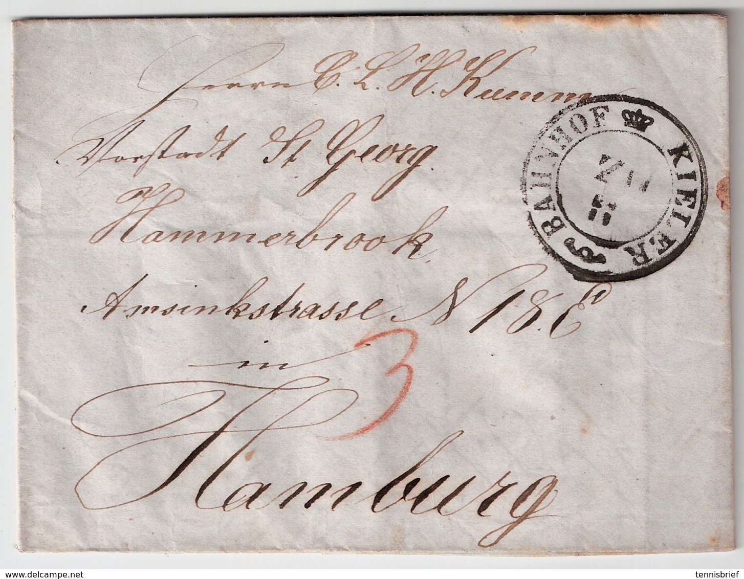 Schleswig-Holstein ,1840, " KIELER - BAHNHOF " ,klar   #a927 - Vorphilatelie