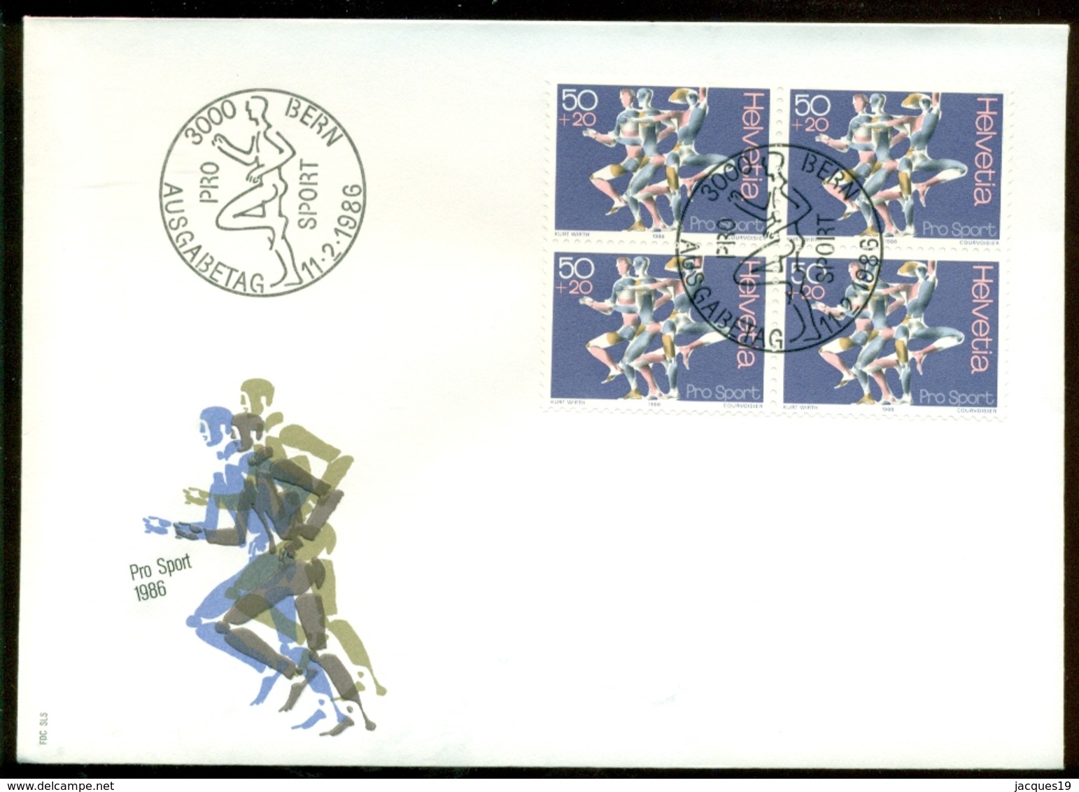 Switserland Helvetia 1986 FDC Pro Sport Block Of 4 - FDC