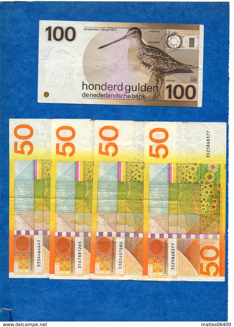 PAYS BAS -  Lot : 410 Gulden  ( 100 X 1 - 50 X 4 - 25 X2 - 10 X 6 ) 1968-1977- 1982 - 1989 -  Circulés  Voir Scans - Colecciones