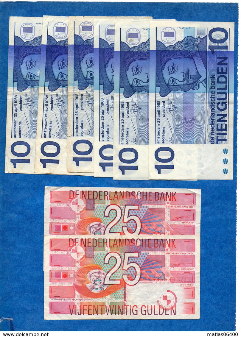 PAYS BAS -  Lot : 410 Gulden  ( 100 X 1 - 50 X 4 - 25 X2 - 10 X 6 ) 1968-1977- 1982 - 1989 -  Circulés  Voir Scans - Colecciones