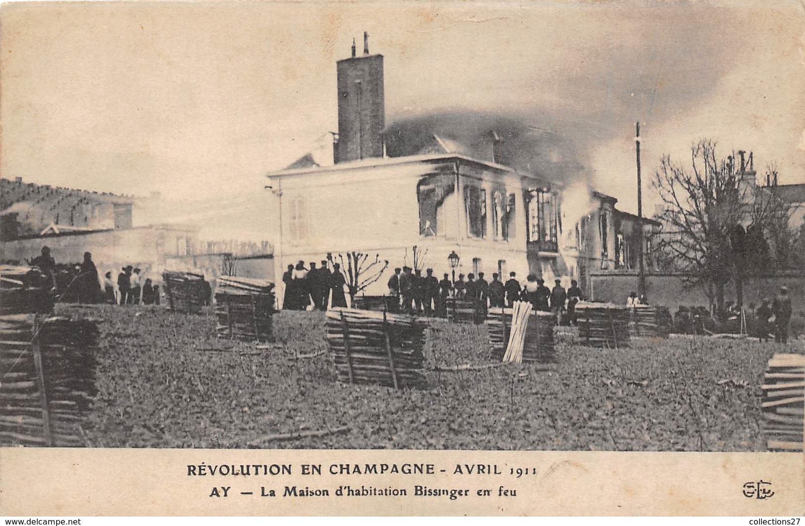 51-AY-EN-CHAMPAGNE- AVRIL 1911, MAISON D'HABITATION BISSENGER EN FEU - Ay En Champagne
