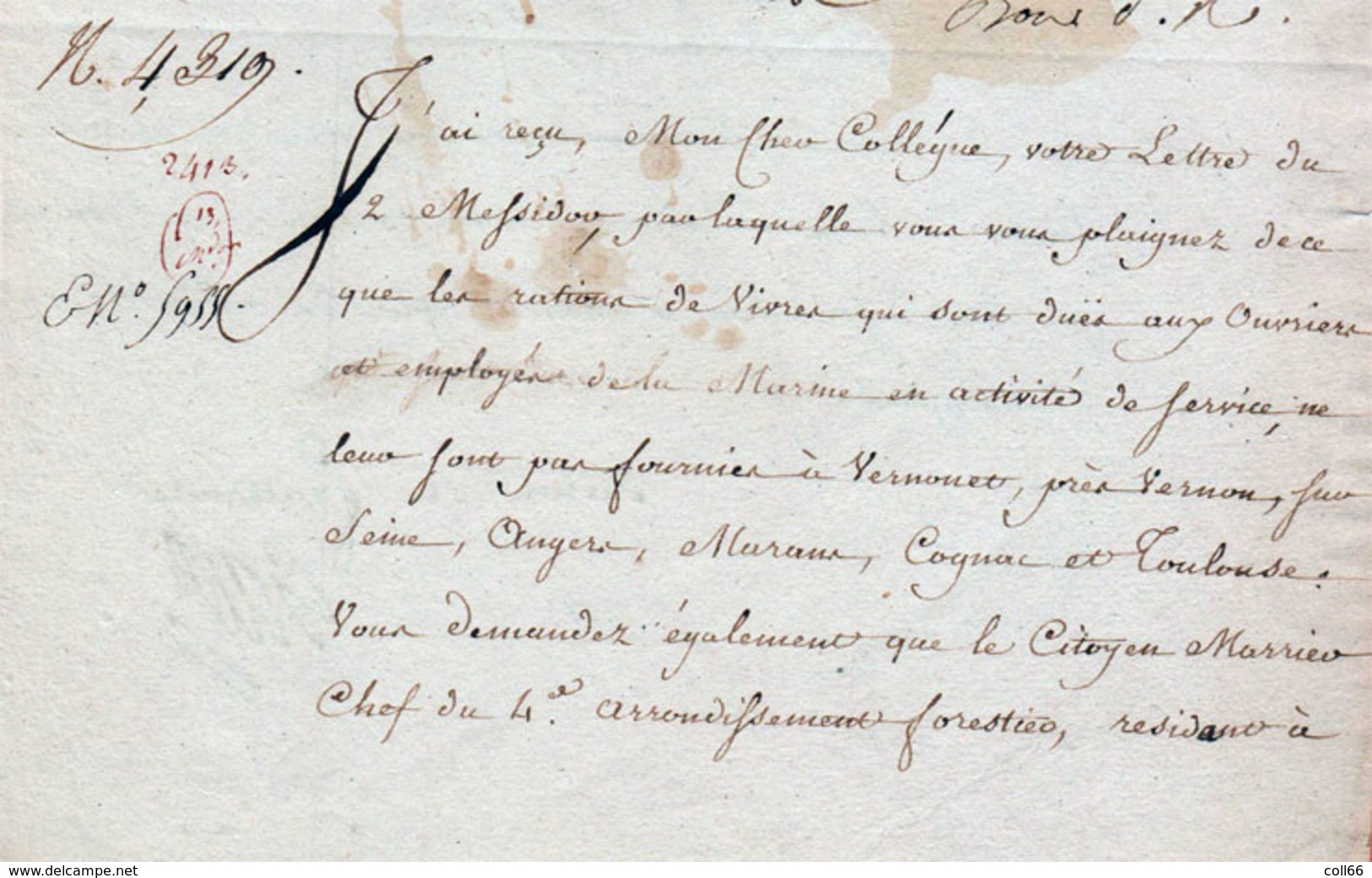 1796 Révolution  L.A.S. Claude Louis Petiet Ministre De La Guerre à Paris Jolie Vignette An 4 - Documents Historiques