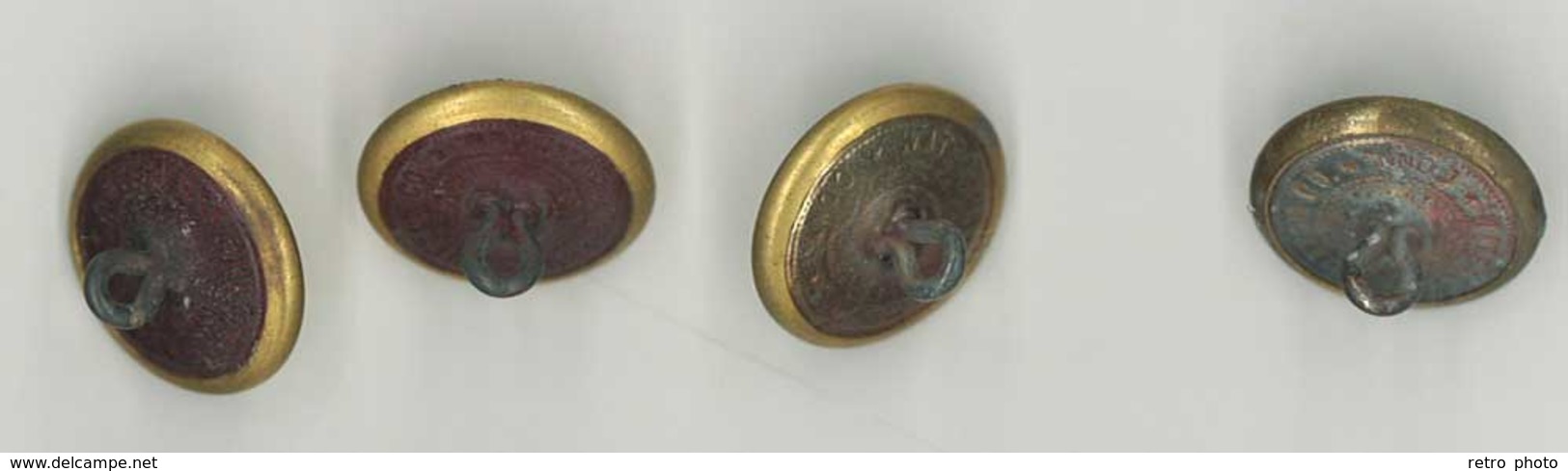 Lot 4 Boutons Militaires, Ancre De Marine, 23 Mms - Boutons