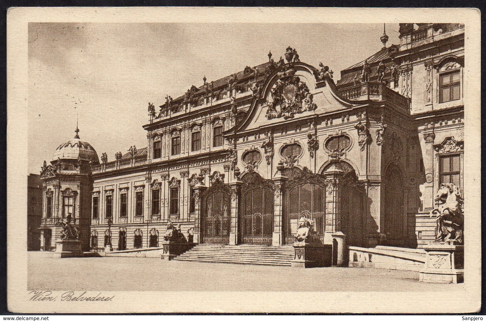 AUSTRIA TRAVELED POSTCARD ANSICHTSKARTE,  1925. WIEN BELVEDERE - Belvedere