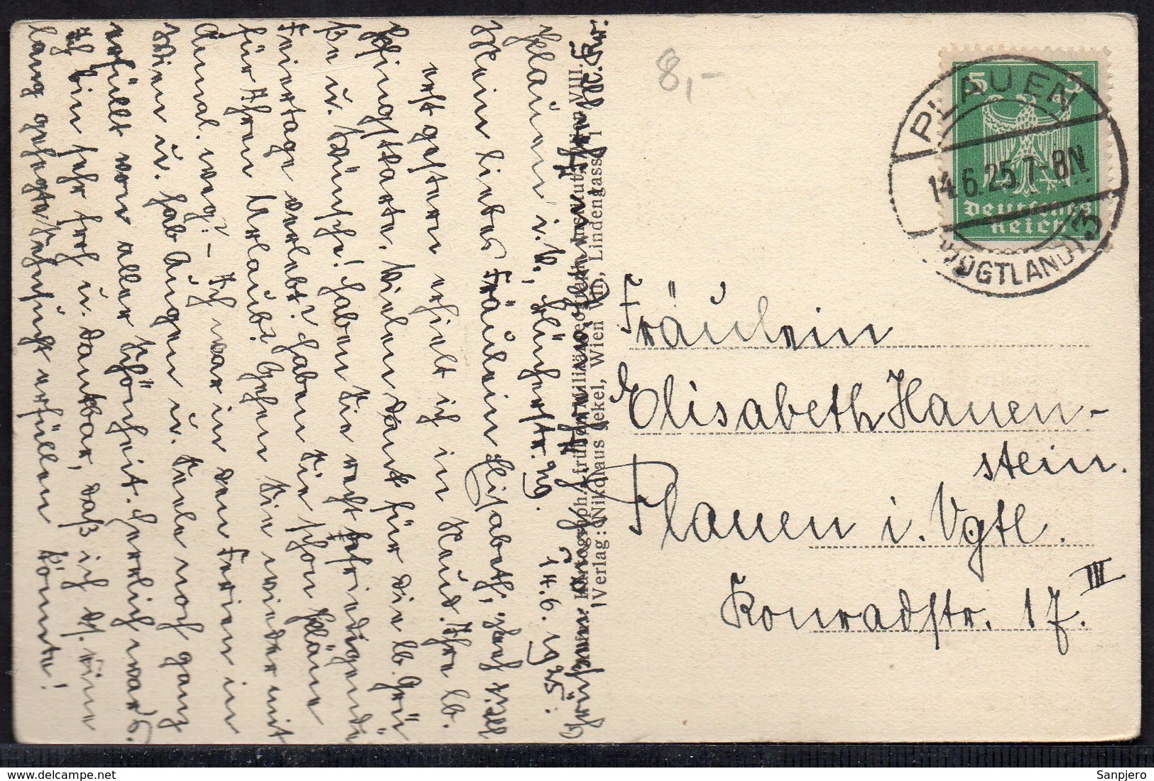 AUSTRIA TRAVELED POSTCARD ANSICHTSKARTE,  1925. WIEN BELVEDERE - Belvedere