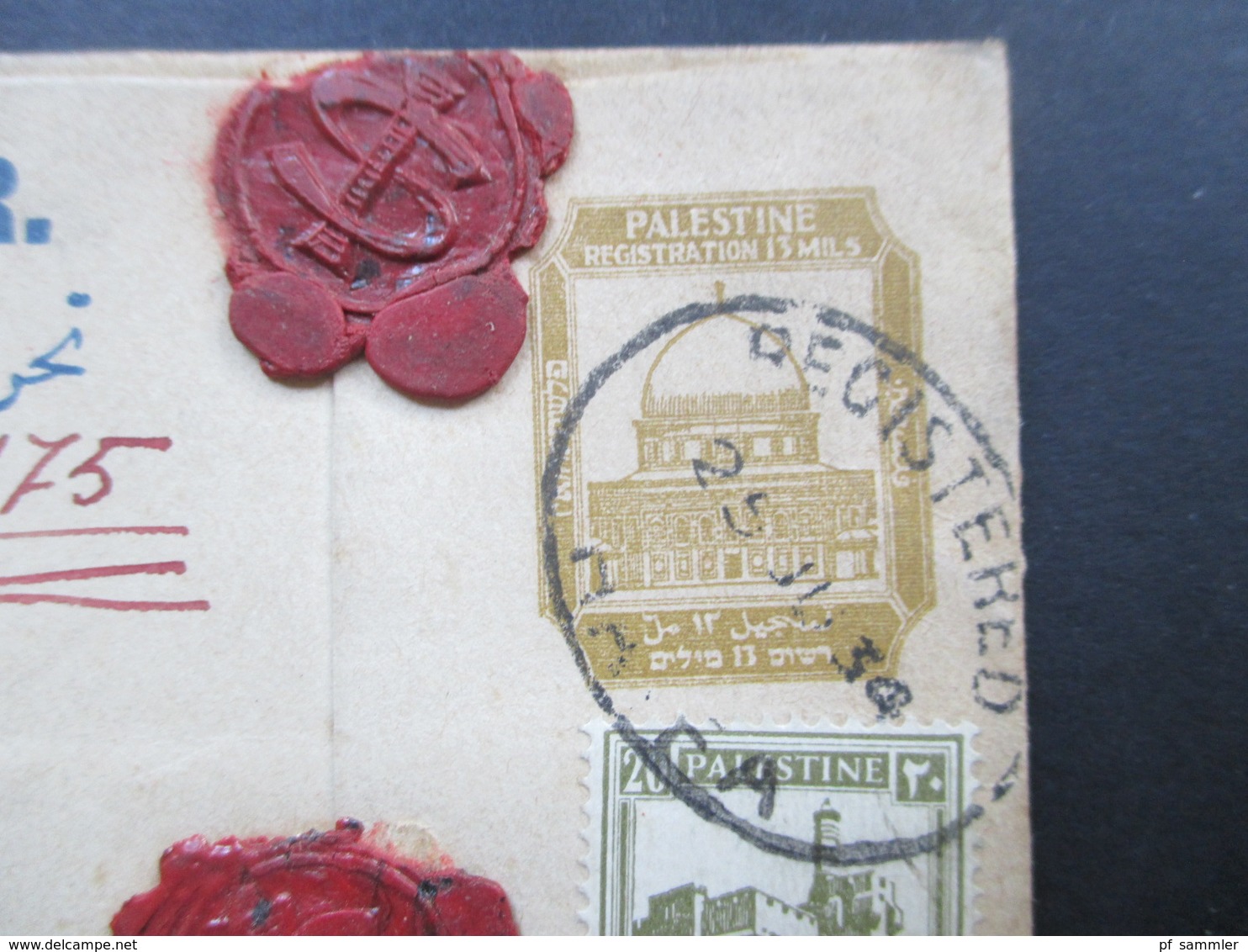 Palästina / Palestine 1934 R-Brief Insured!! Mit 3 Siegel Und Vielen Stempeln! Judaika. Haifa In Die CSR. Toller Beleg!! - Palästina