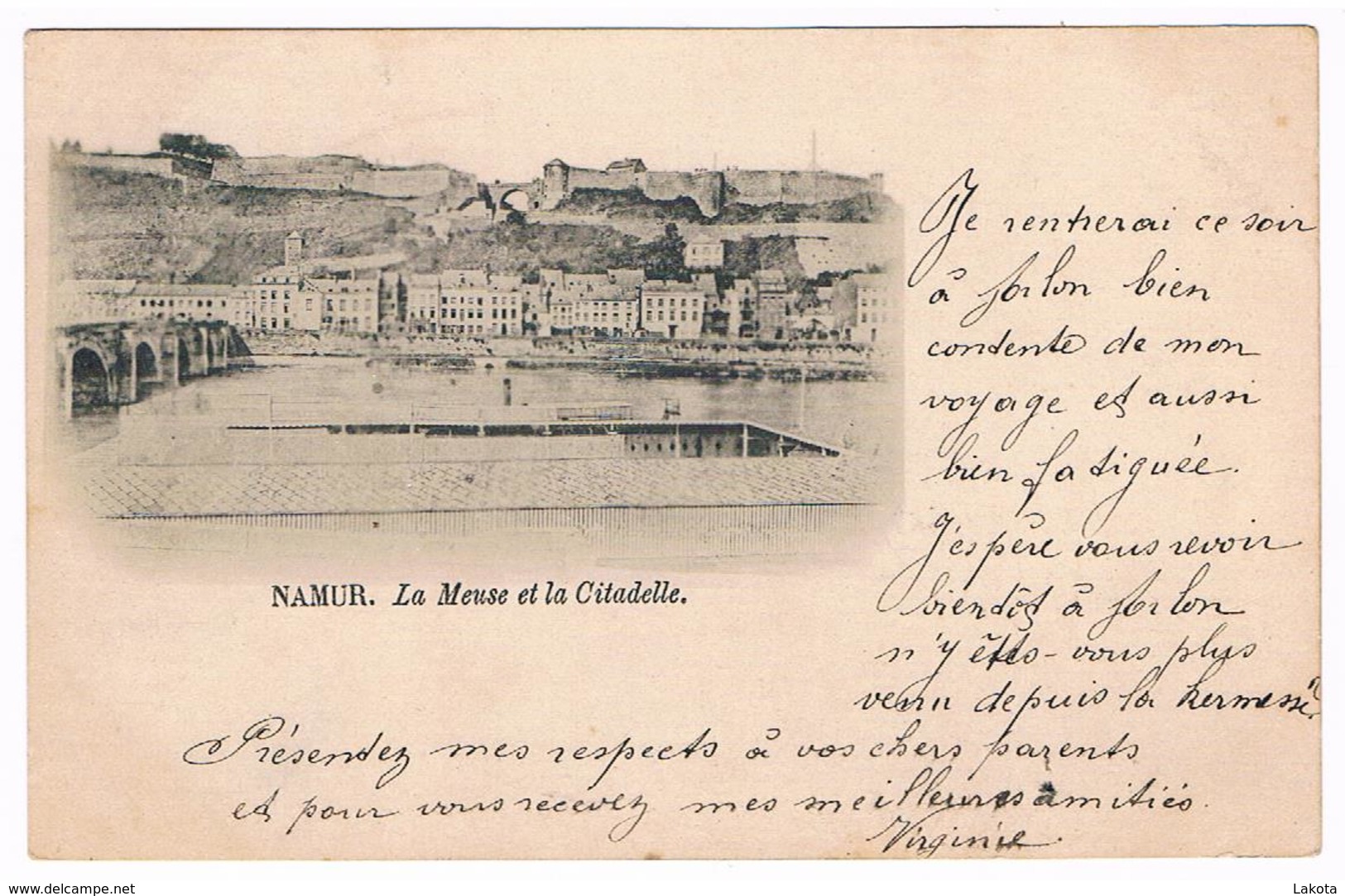 CPA Dos Non Divisé : NAMUR La Meuse Et La Citadelle , Bassin De Natation, Bains De Jambes - Namur