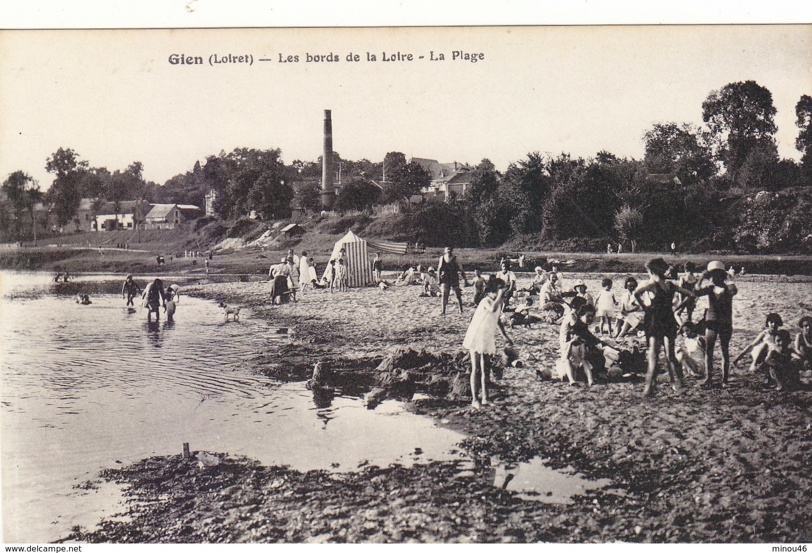 GIEN : LA PLAGE SUR LES BORDS DE LA LOIRE.ANIMEE.N.CIRCULEE.T.T.B.ETAT.PETIT PRIX.COMPAREZ!!! - Gien