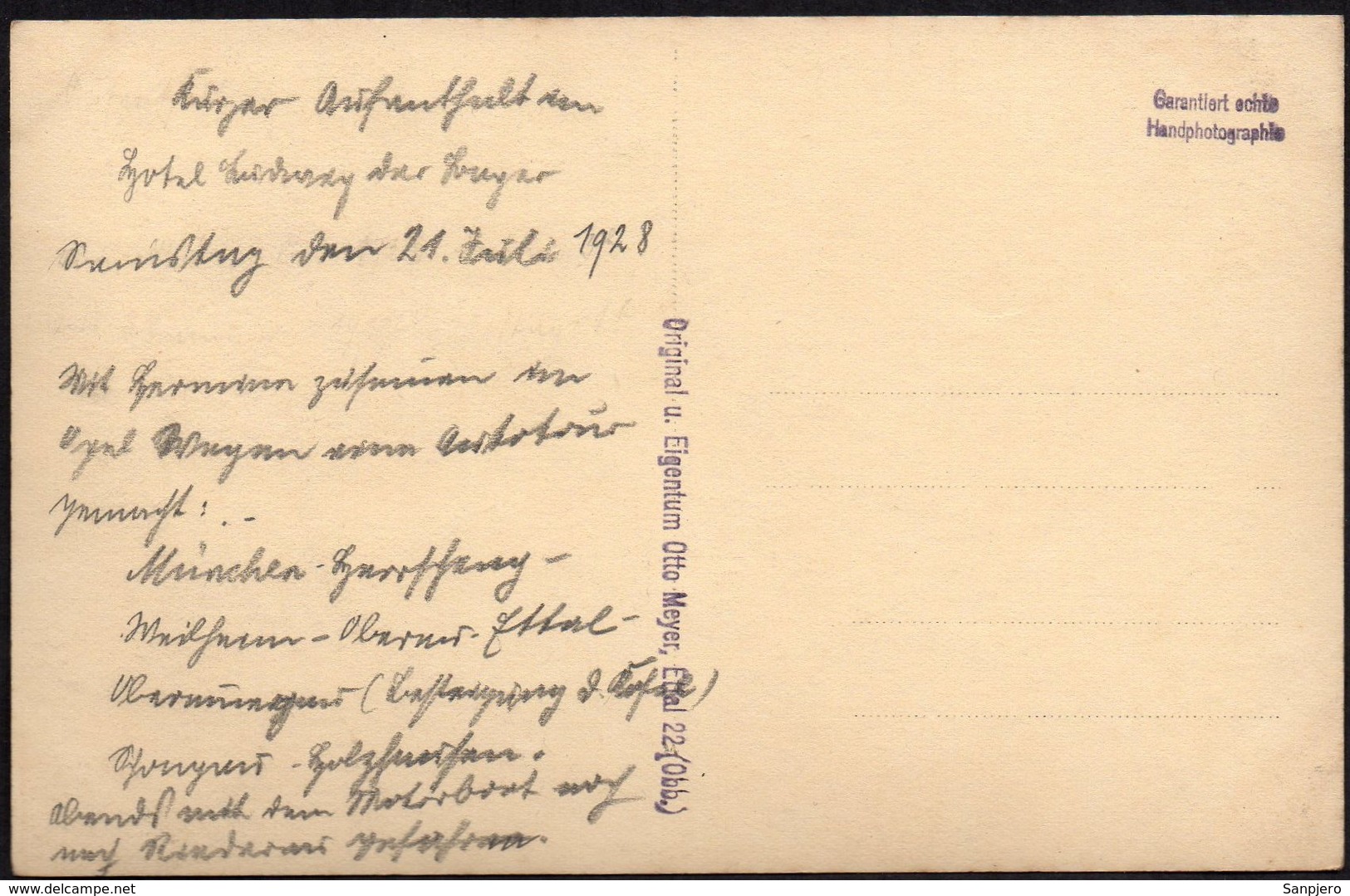 DEUTSCHES REICH TRAVELED POSTCARD ANSICHTSKARTE,  1928. EIGENTUM OTTO MEYER - Altri & Non Classificati