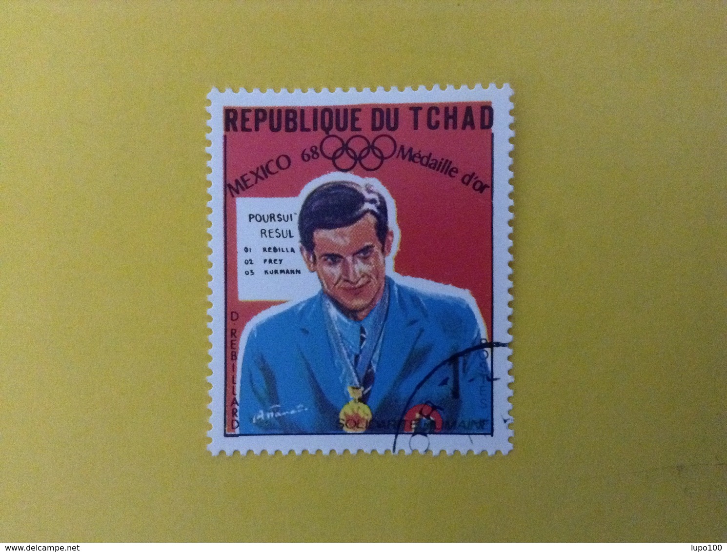 1968 CIAD TCHAD FRANCOBOLLO USATO STAMP USED SPORT PREMIAZIONE MEDAGLIA D'ORO OLIMPIADI MESSICO 1 - Ciad (1960-...)